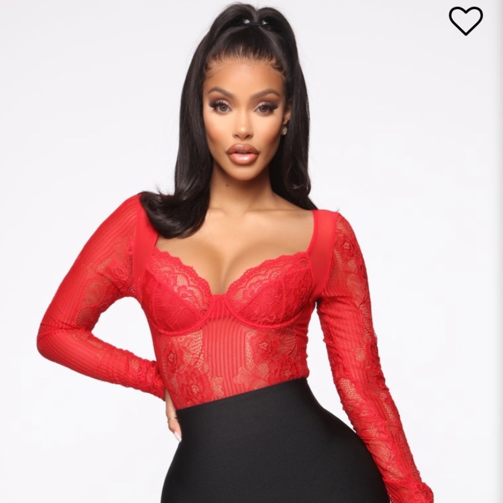 Red lace bodysuit